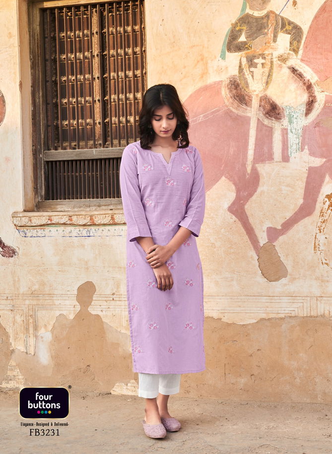 Colors 15 By Four Buttons 3231-3238 Designer Kurtis Catalog